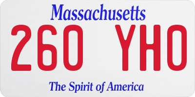 MA license plate 260YH0