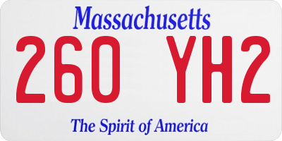 MA license plate 260YH2