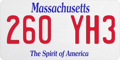 MA license plate 260YH3
