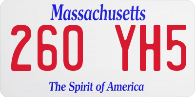 MA license plate 260YH5
