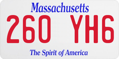 MA license plate 260YH6