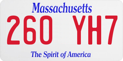 MA license plate 260YH7