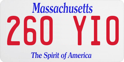 MA license plate 260YI0
