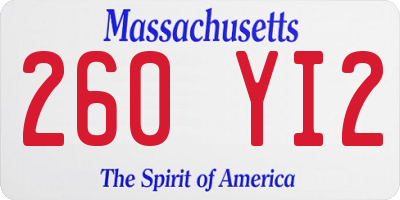 MA license plate 260YI2