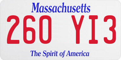MA license plate 260YI3