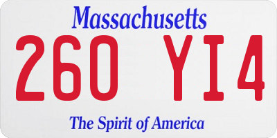 MA license plate 260YI4