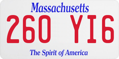 MA license plate 260YI6