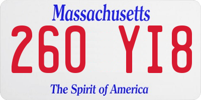MA license plate 260YI8