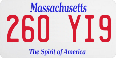 MA license plate 260YI9