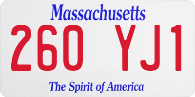 MA license plate 260YJ1
