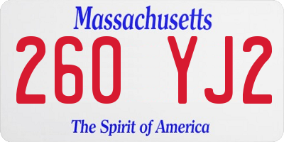 MA license plate 260YJ2