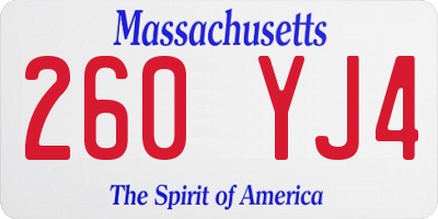 MA license plate 260YJ4