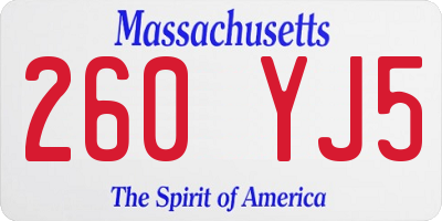 MA license plate 260YJ5