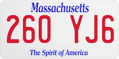 MA license plate 260YJ6