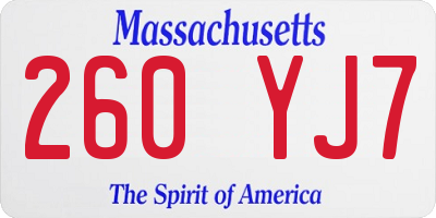MA license plate 260YJ7