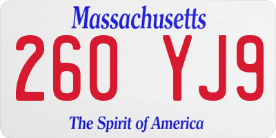 MA license plate 260YJ9