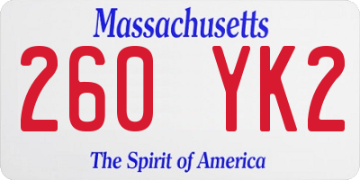 MA license plate 260YK2