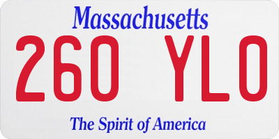 MA license plate 260YL0