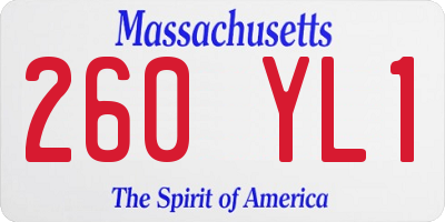 MA license plate 260YL1