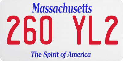 MA license plate 260YL2