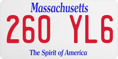 MA license plate 260YL6