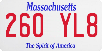 MA license plate 260YL8