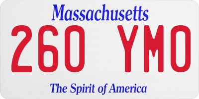 MA license plate 260YM0