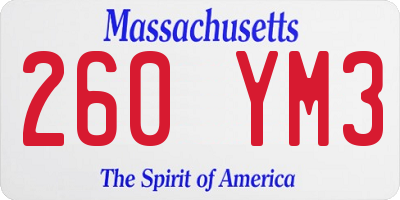 MA license plate 260YM3