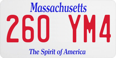 MA license plate 260YM4