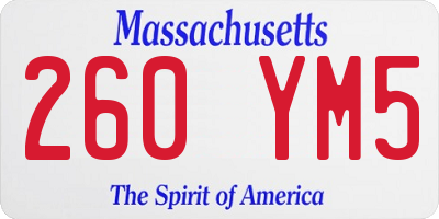 MA license plate 260YM5