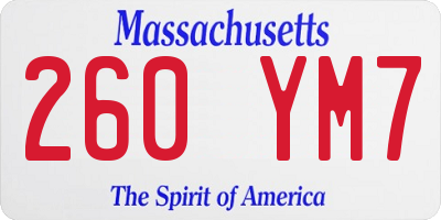 MA license plate 260YM7