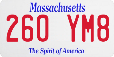 MA license plate 260YM8