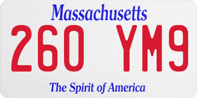 MA license plate 260YM9