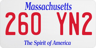 MA license plate 260YN2