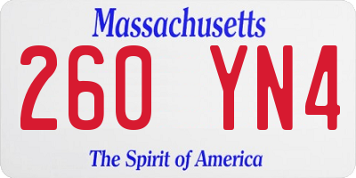 MA license plate 260YN4