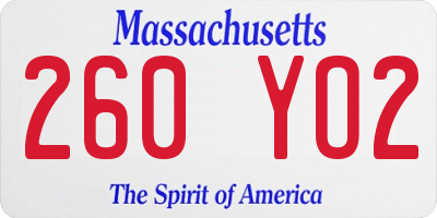 MA license plate 260YO2