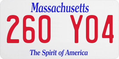 MA license plate 260YO4