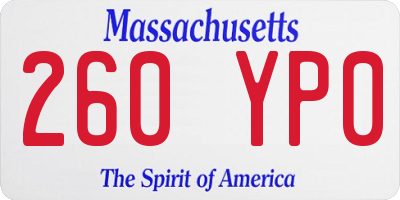 MA license plate 260YP0