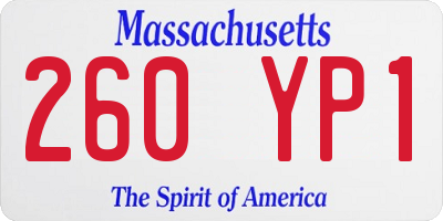 MA license plate 260YP1