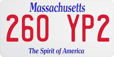 MA license plate 260YP2