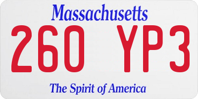 MA license plate 260YP3
