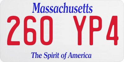 MA license plate 260YP4