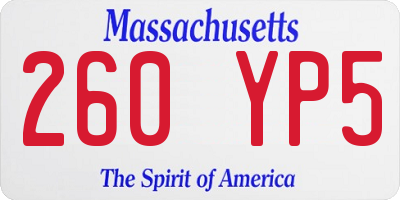 MA license plate 260YP5