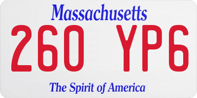 MA license plate 260YP6