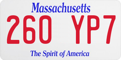 MA license plate 260YP7