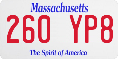 MA license plate 260YP8