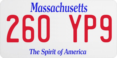 MA license plate 260YP9