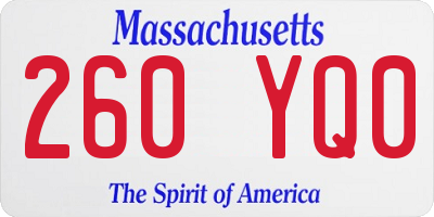 MA license plate 260YQ0