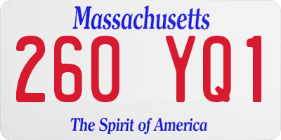 MA license plate 260YQ1