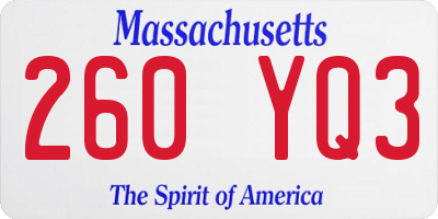 MA license plate 260YQ3
